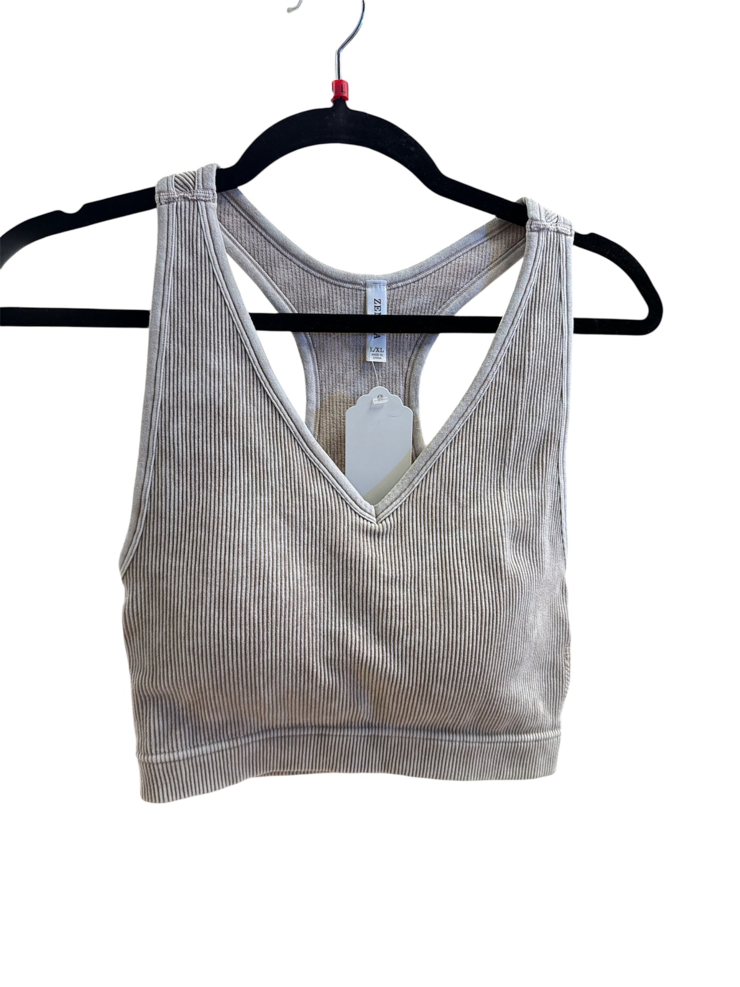 Zenana Ribbed Brami - Beige