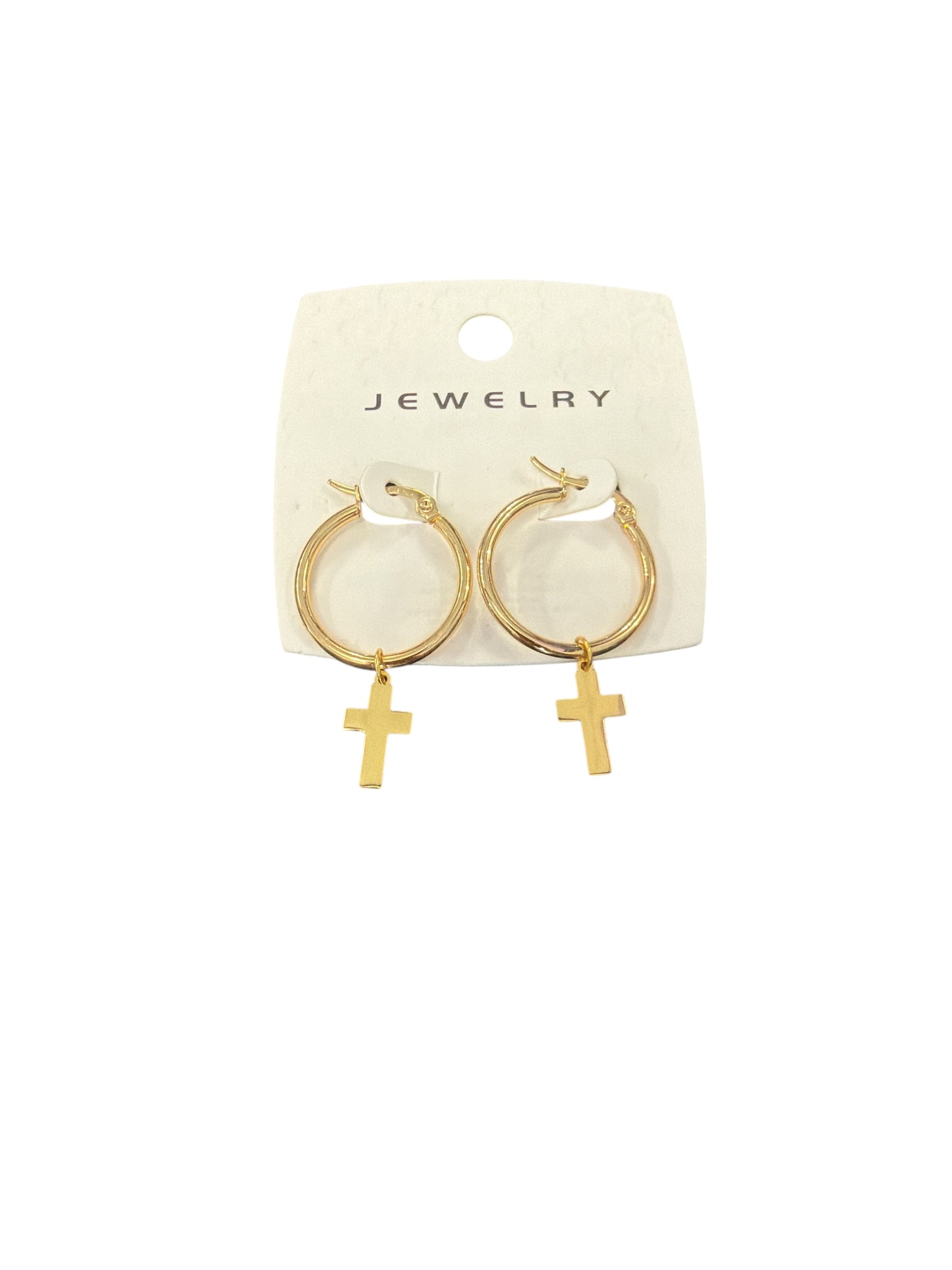 HOOP CROSS CHARM EARRINGS