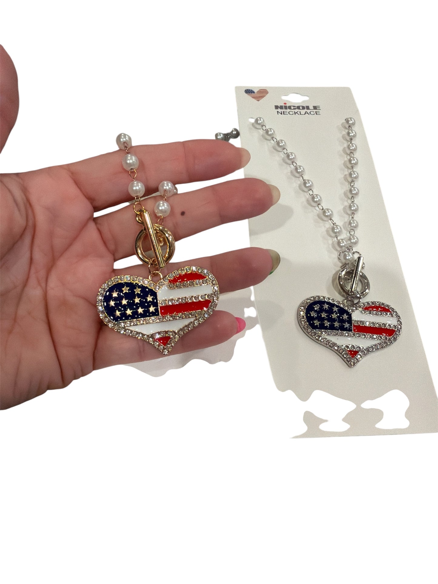 USA Heart Toggle Necklace