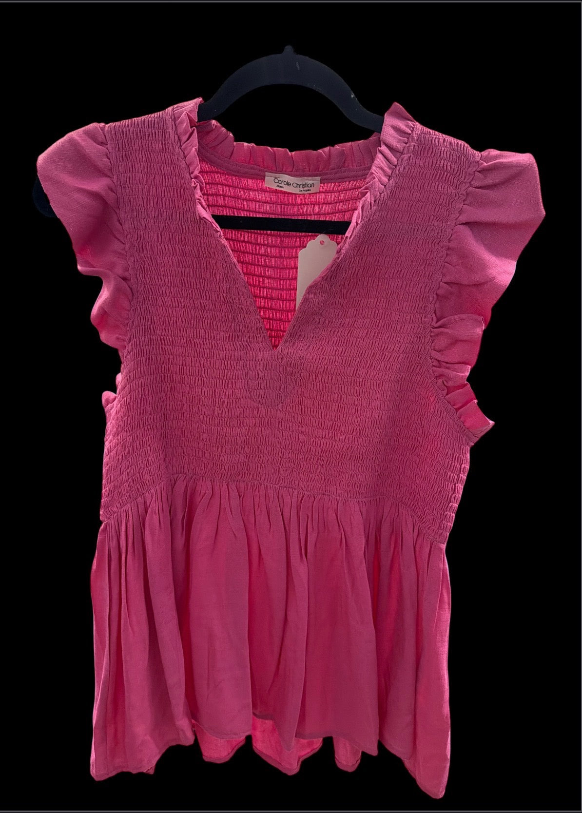 Pink Ruffle Sleeve Smocked Top
