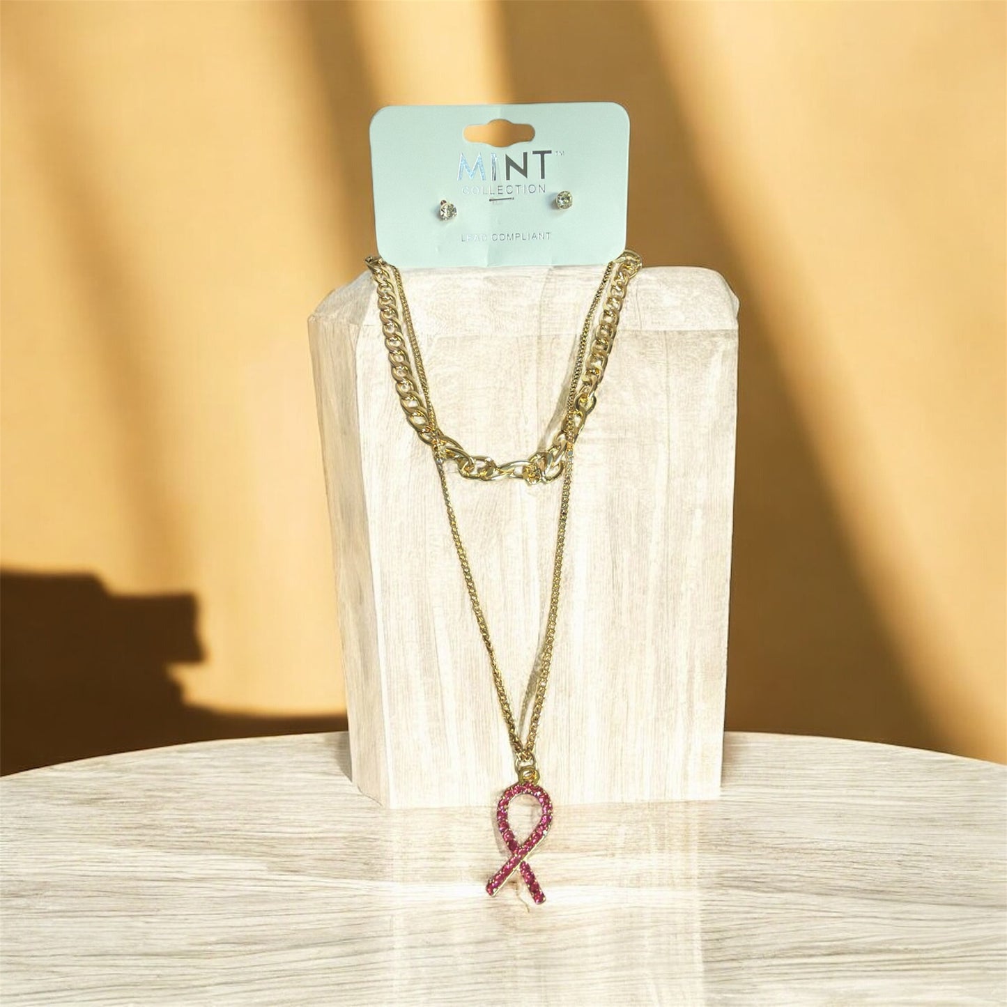 Breast Cancer Double Layer Charm Necklace