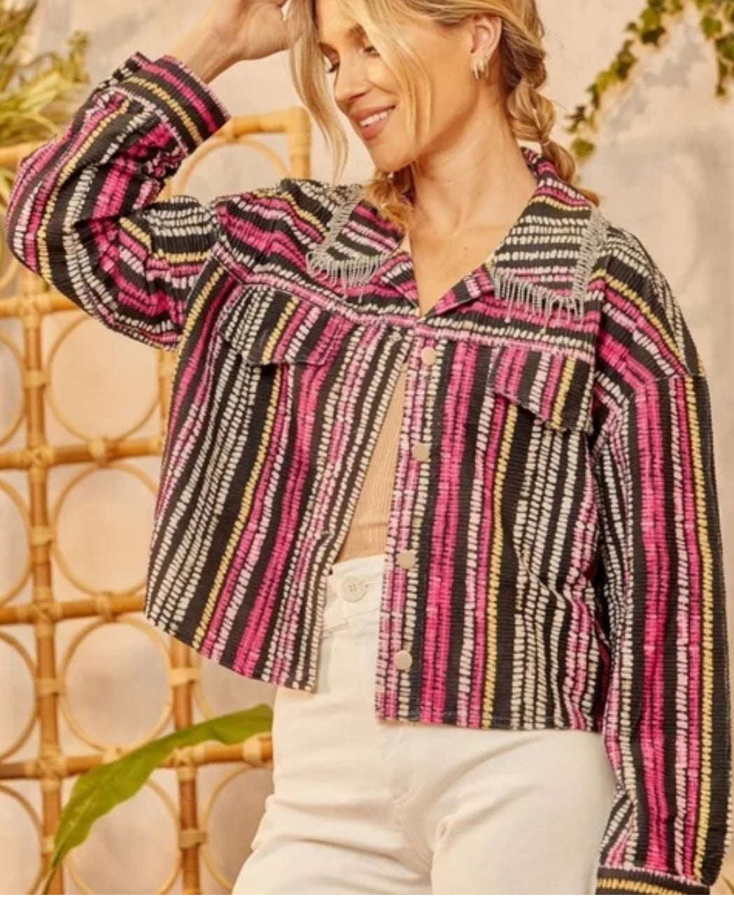 Emily Wonder Pink/Black Rhinestone Jacket