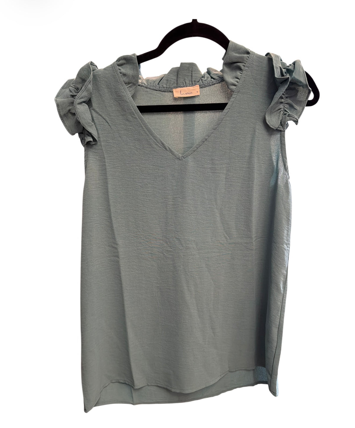 Teal Ruffle Sleeve Top
