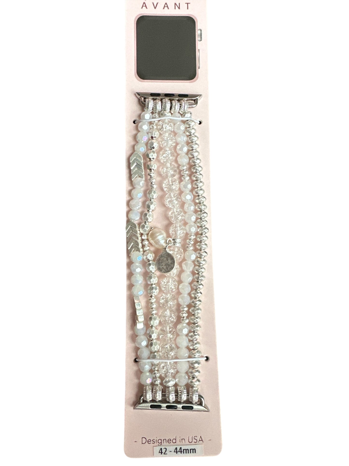 White/Silver Beaded Watchband