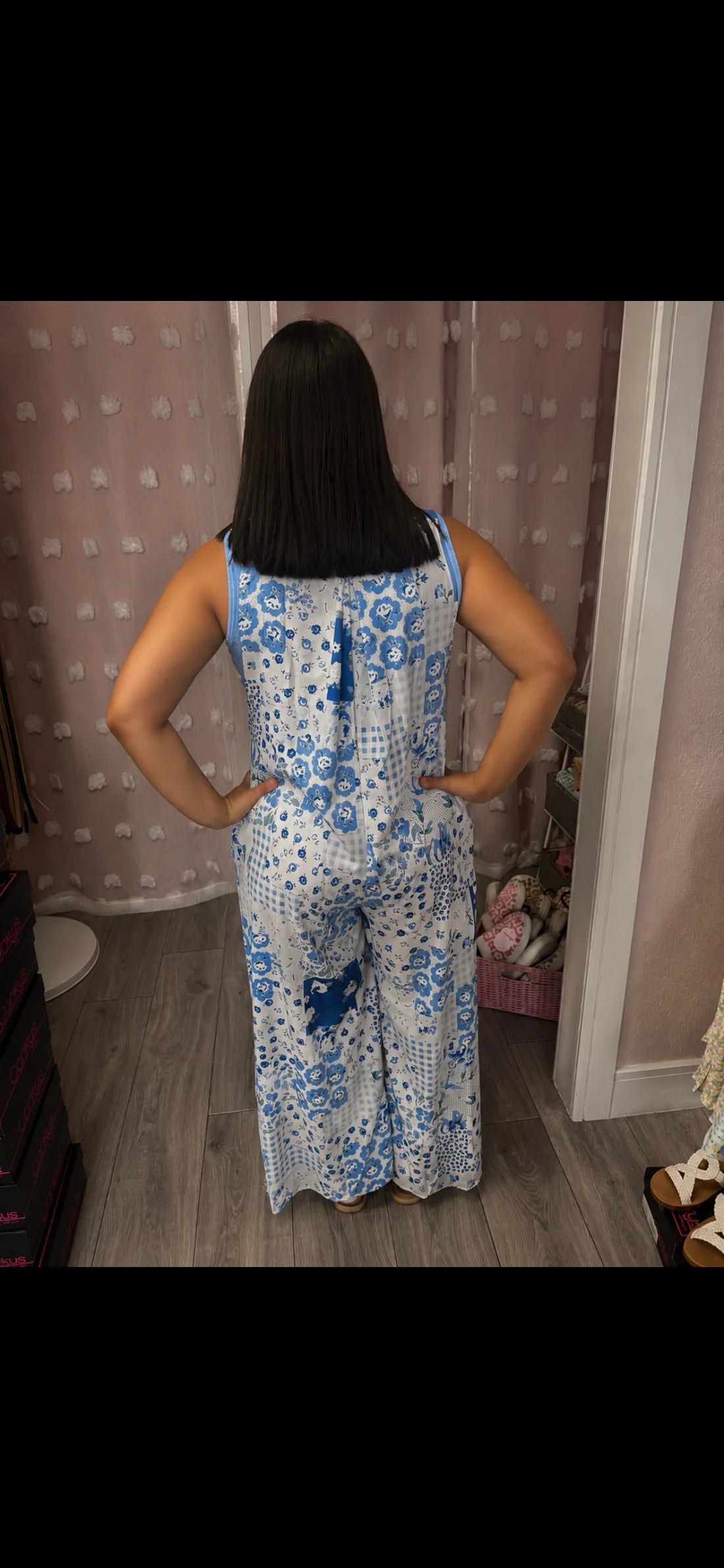 Floral Patchwork Wide Leg Bib Overalls