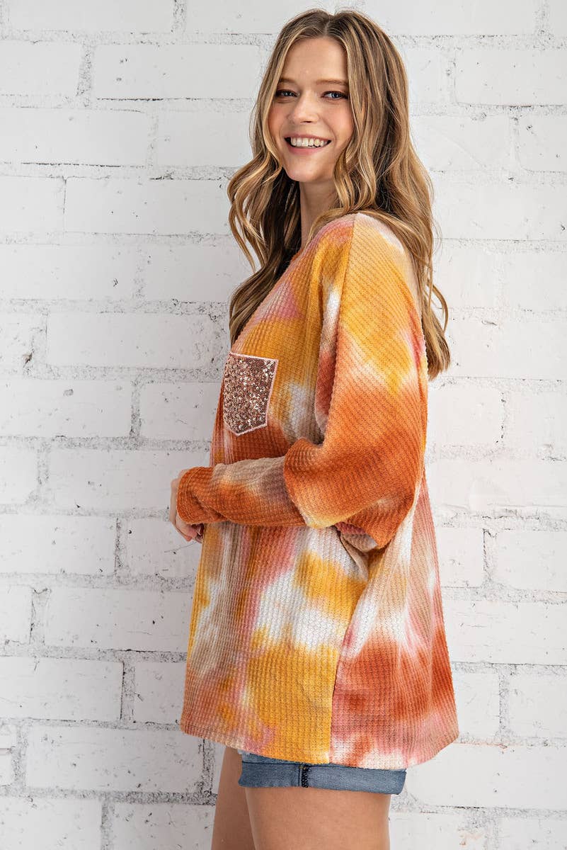 TIE DYE WAFFLE DOLMAN TOP