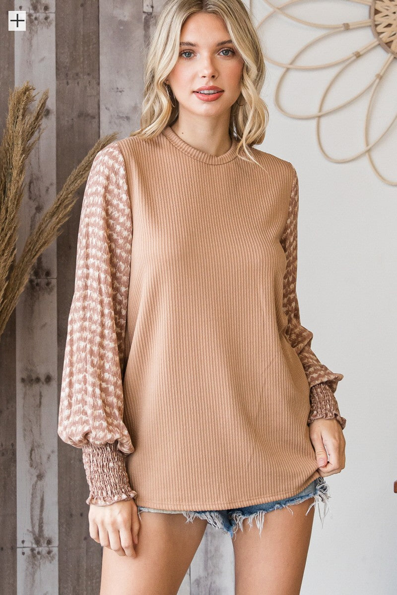 Tan Urban Rib Knit Top