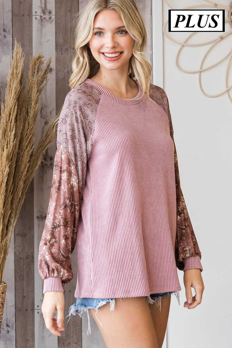 Mauve Urban Ribbed Knit Top