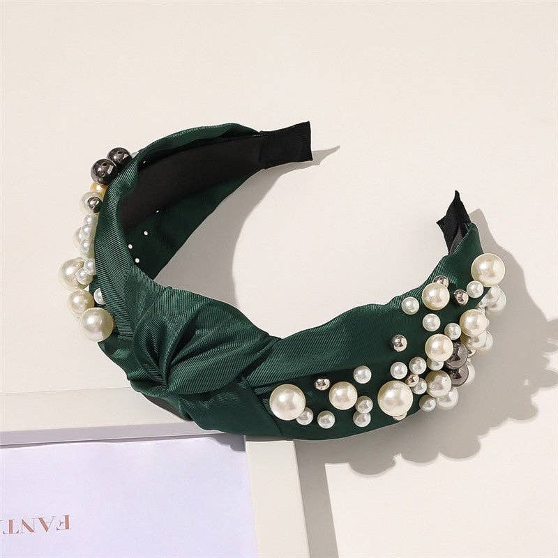 Elegant Wide Brims Pearls Knot Headband