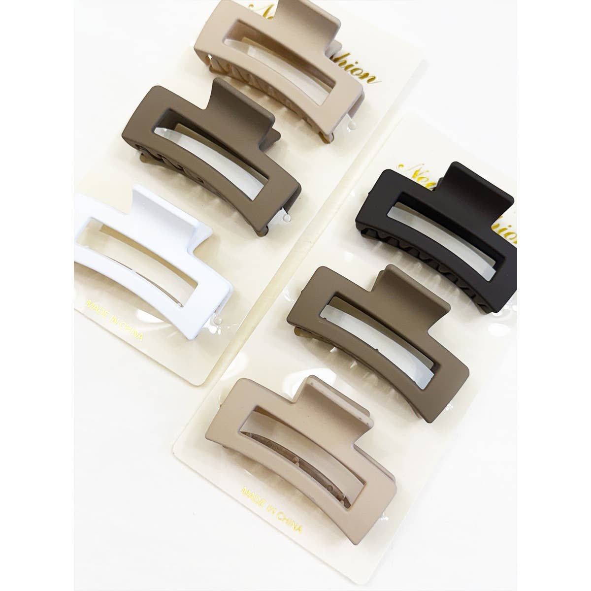 Neutral Color Mini Rectangle Hair Claw Set