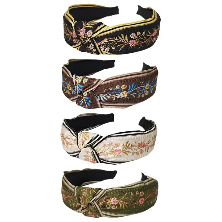 Floral Embroidered Headband