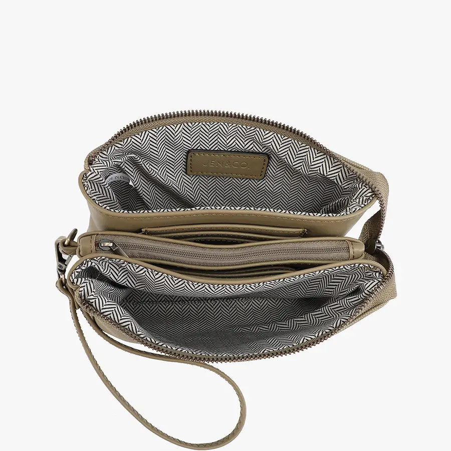 Faux 3 Compartment Crossbody