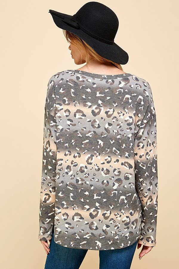 OMBRE CHEETAH LONG SLEEVE TOP