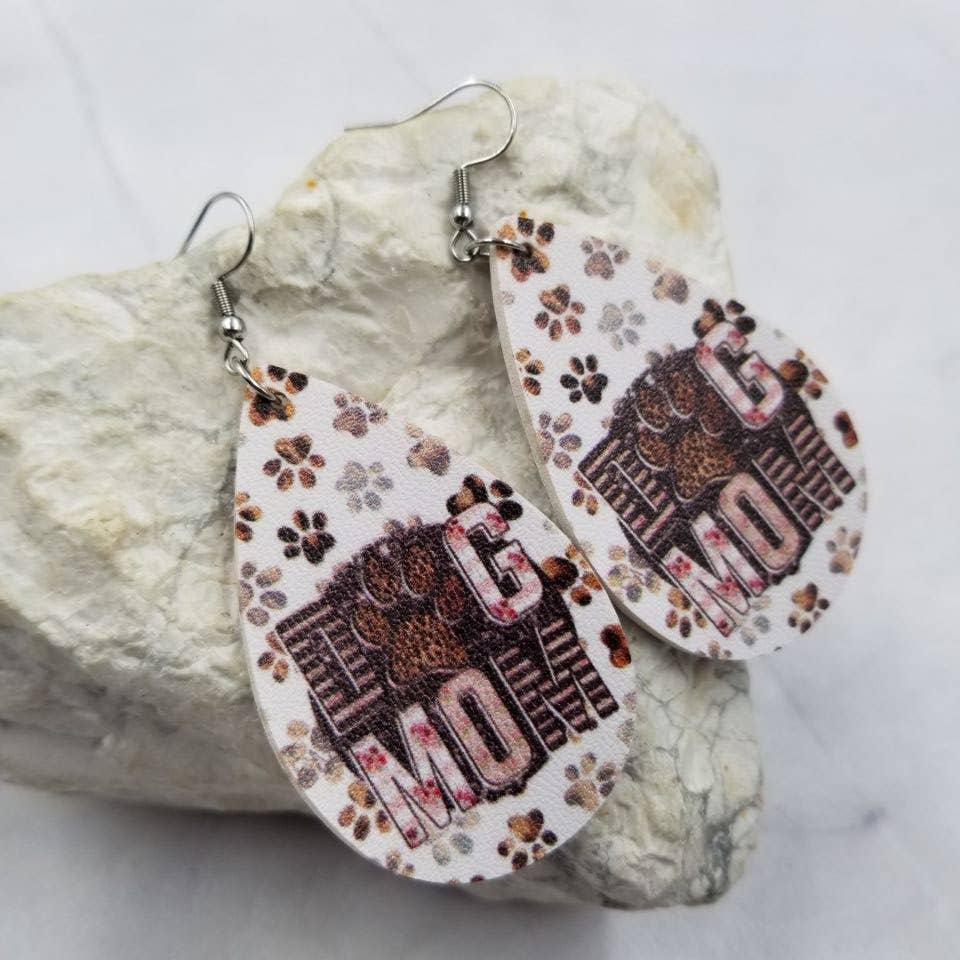 DOG MOM Leopard Leather Earrings