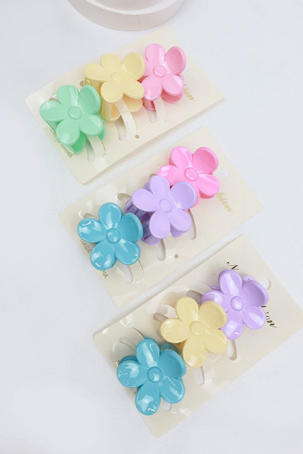 3-pcs Mini Flower Hair Clip Set