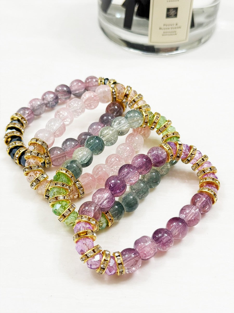 Elegant Bead and Stone Stretch Bracelet