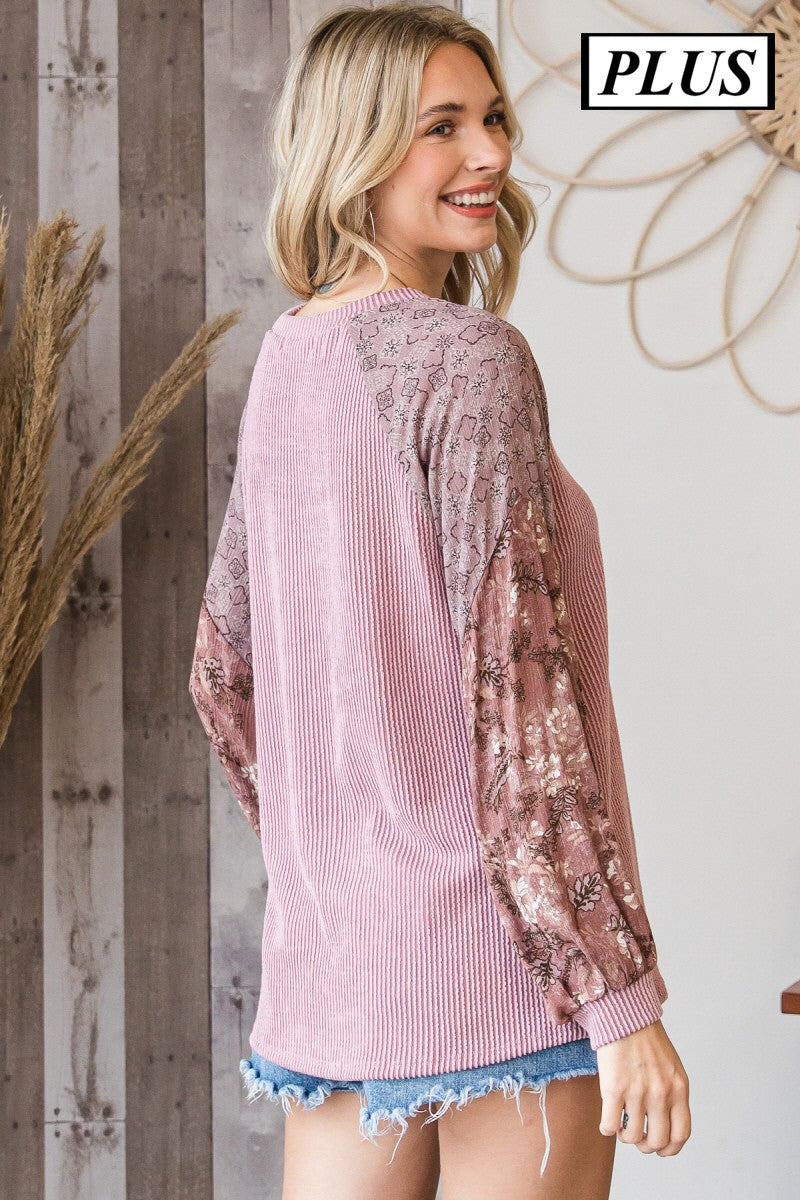 Mauve Urban Ribbed Knit Top