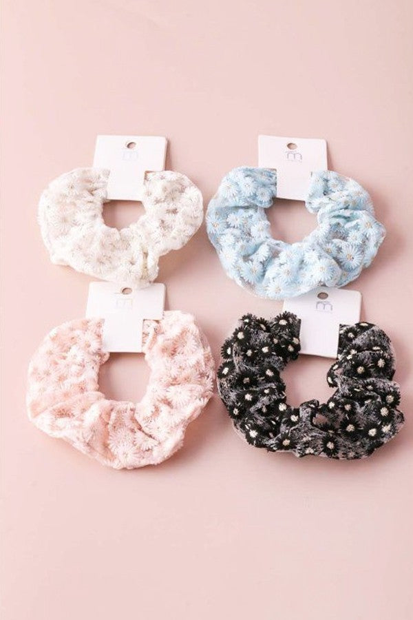 Floral Embroidered Scrunchie