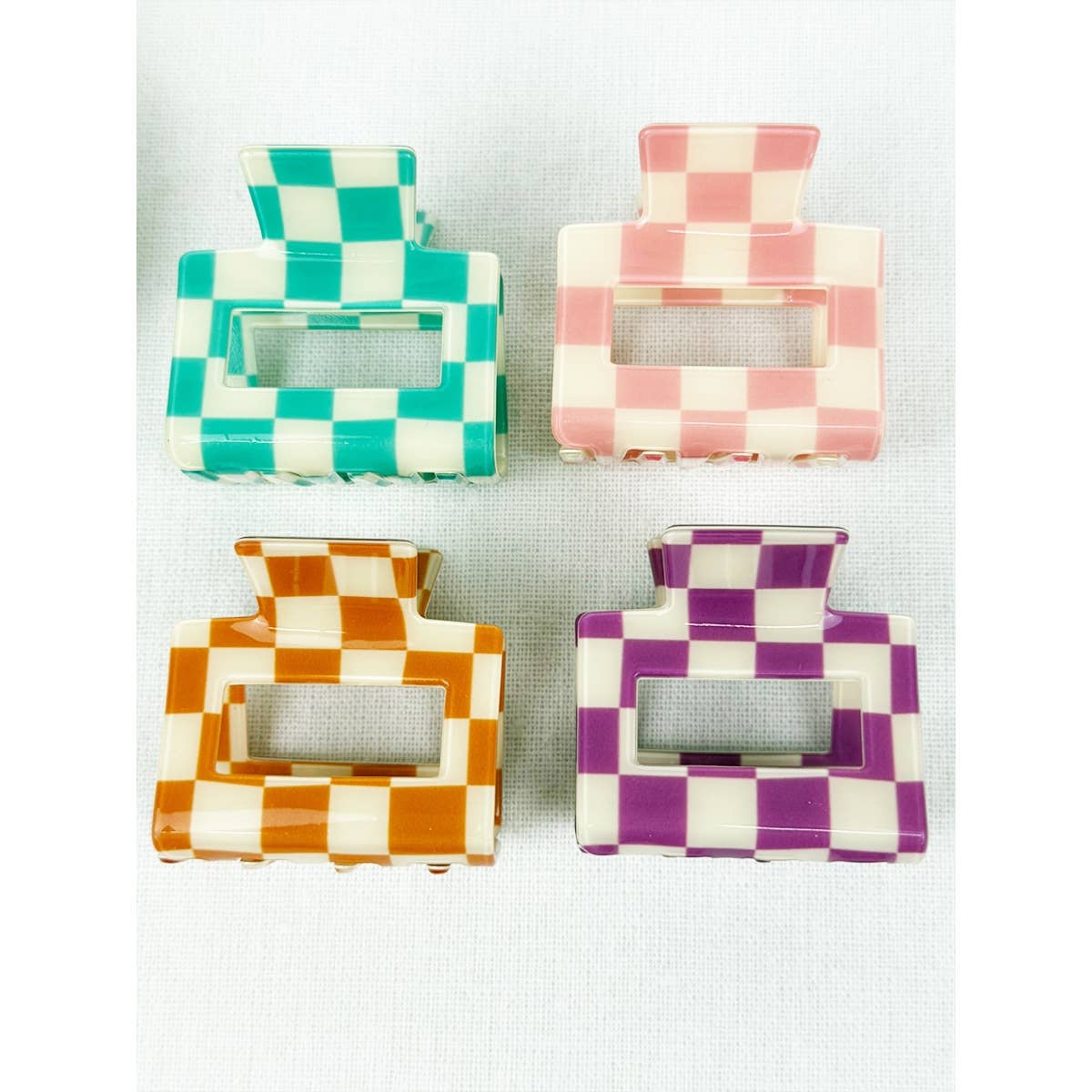 Colorful Checkered Medium Size Hair Claw