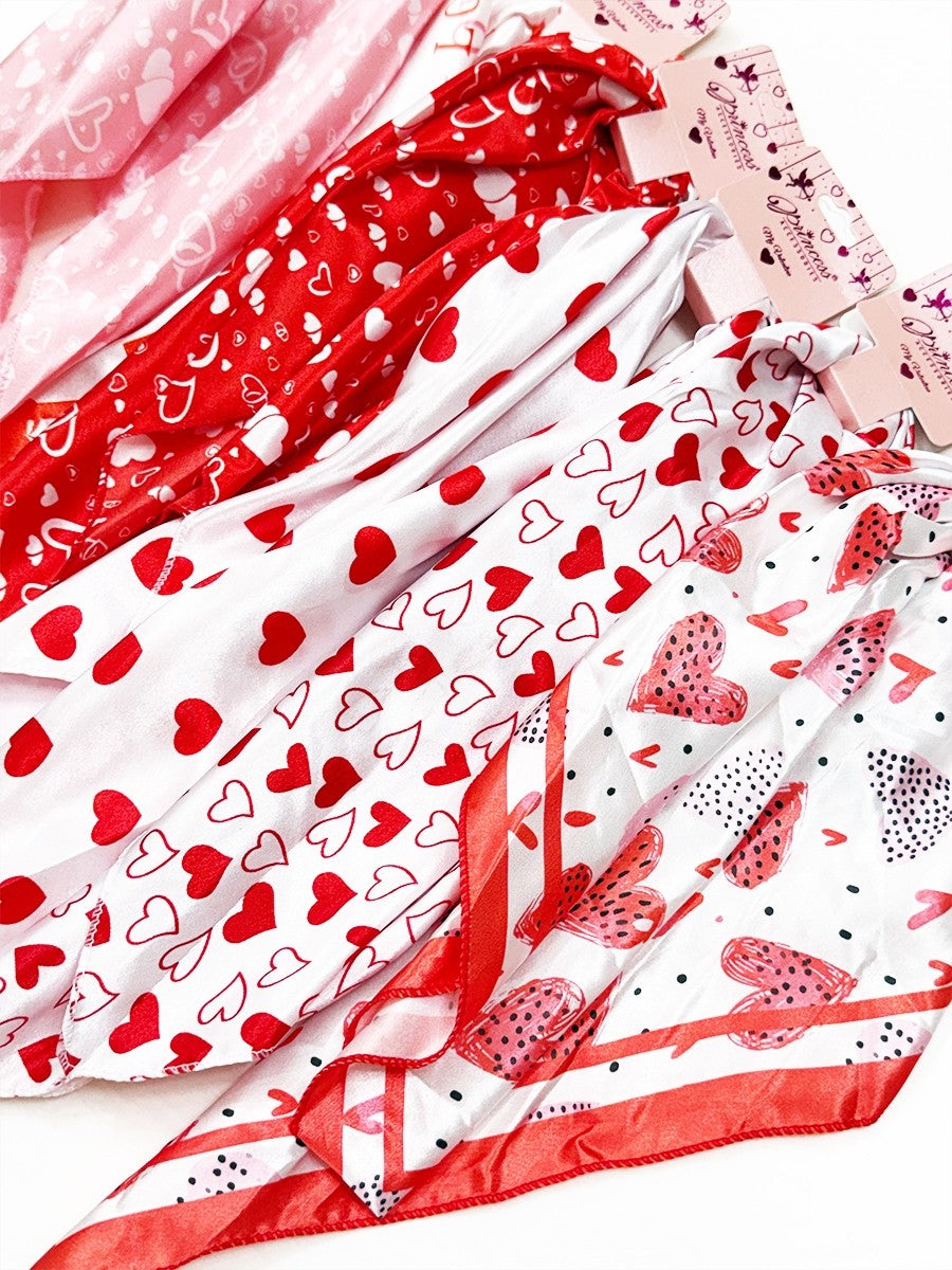 Heart Print Satin Scarf