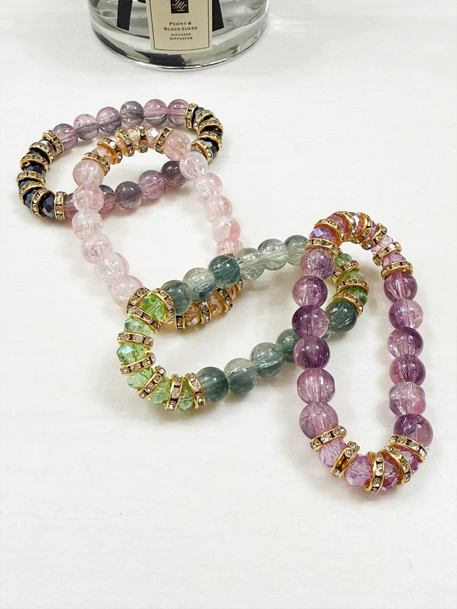 Elegant Bead and Stone Stretch Bracelet