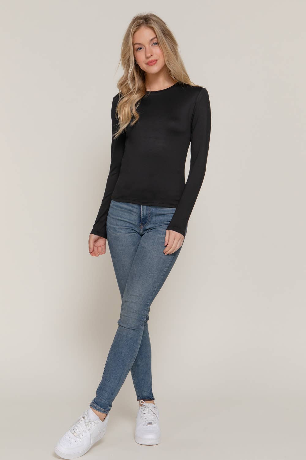 Basic Long Sleeve Crew Neck Top