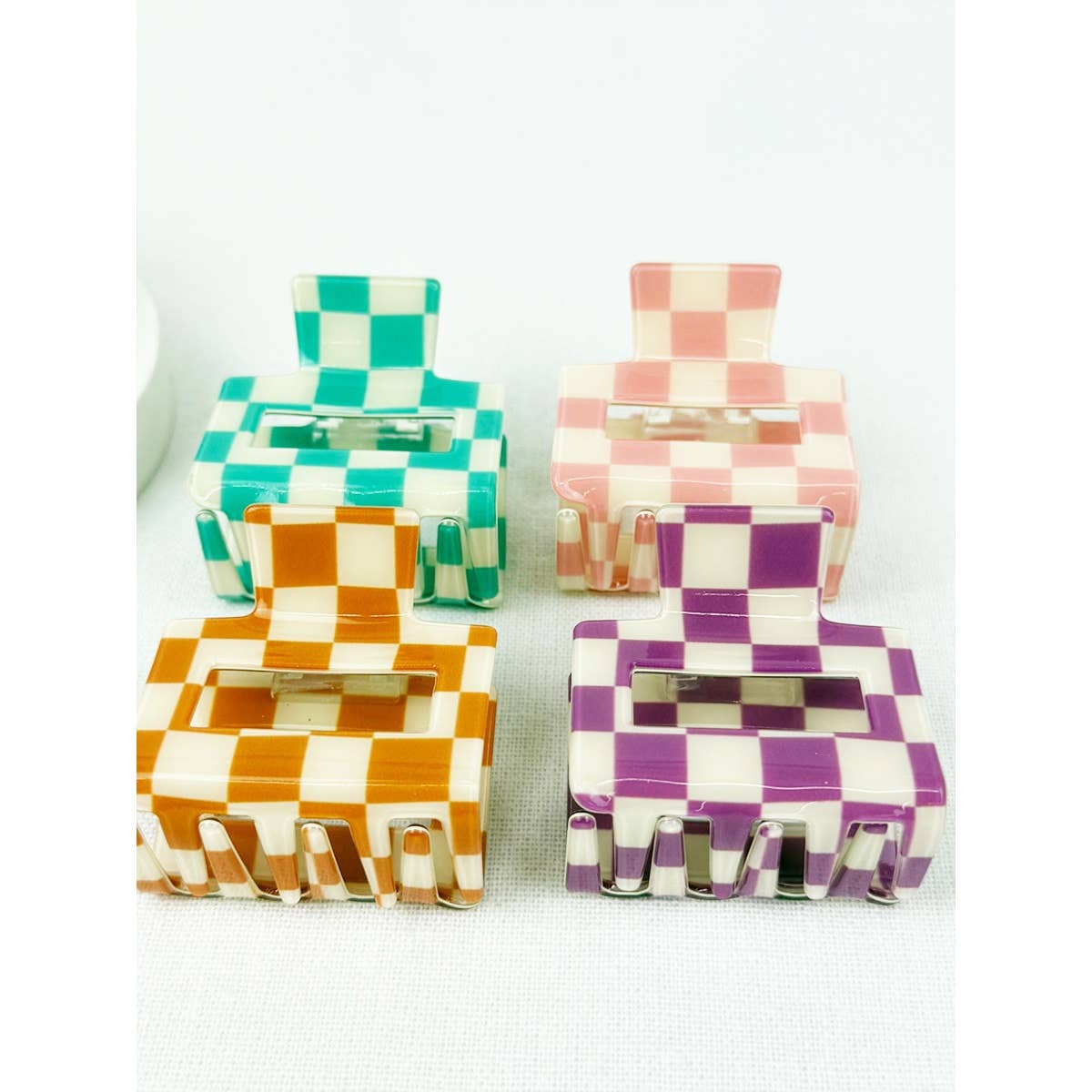 Colorful Checkered Medium Size Hair Claw