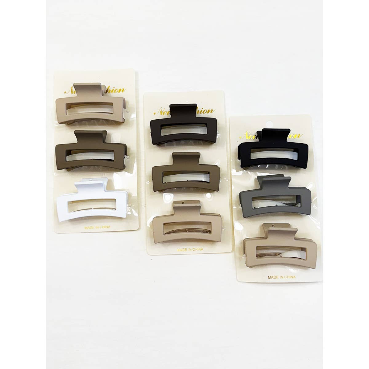 Neutral Color Mini Rectangle Hair Claw Set
