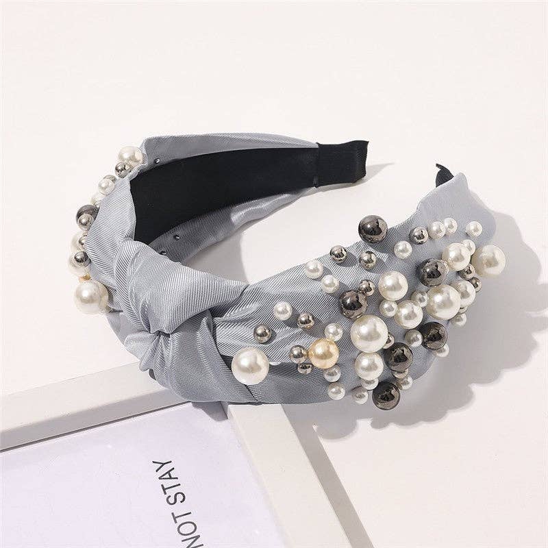 Elegant Wide Brims Pearls Knot Headband