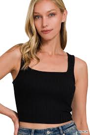 Zenana Square Neck Crop Tank