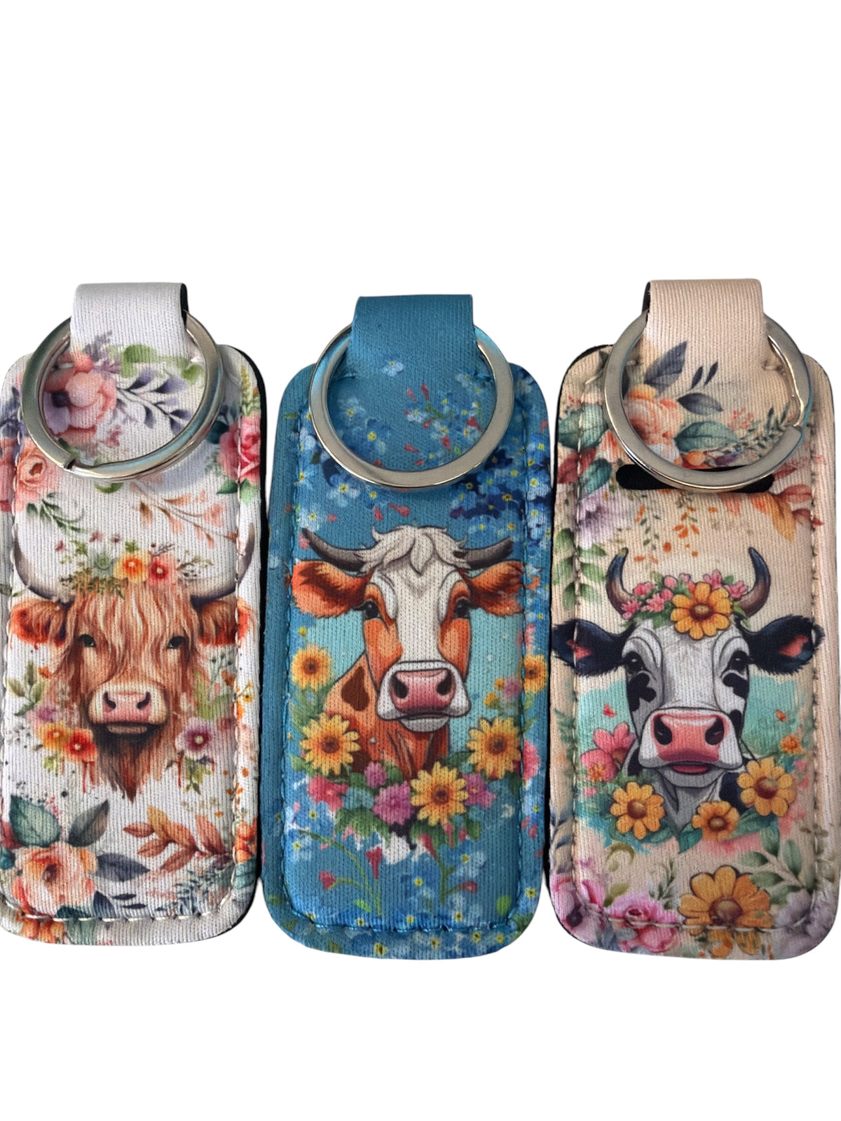 Cow Chapstick Holder Keychain