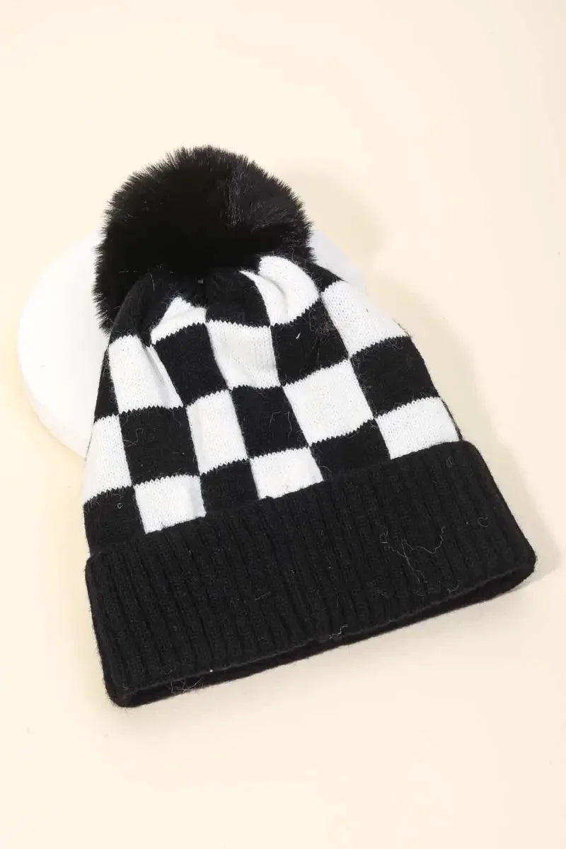 Black Checkered Beanie