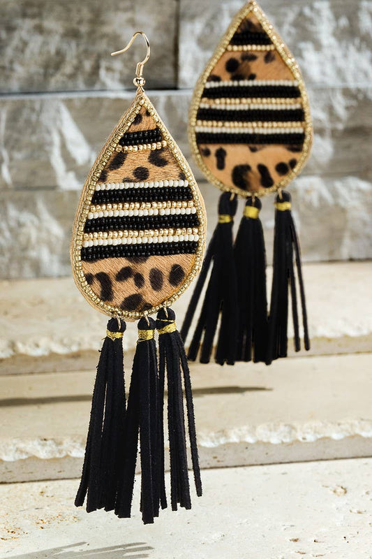 Seed Bead and Tassel Earrings
