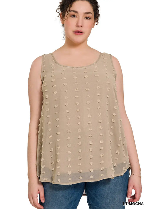 Plus Size Swiss Dot Sleeveless Top