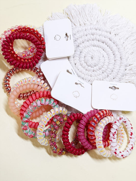Red Tones Spiral Hair Ties
