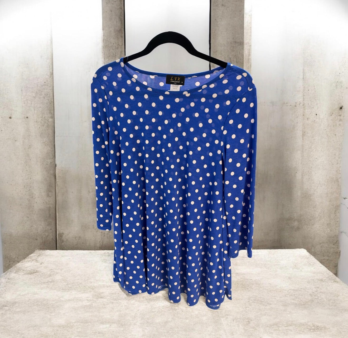 Blue Polkadot Tunic Top