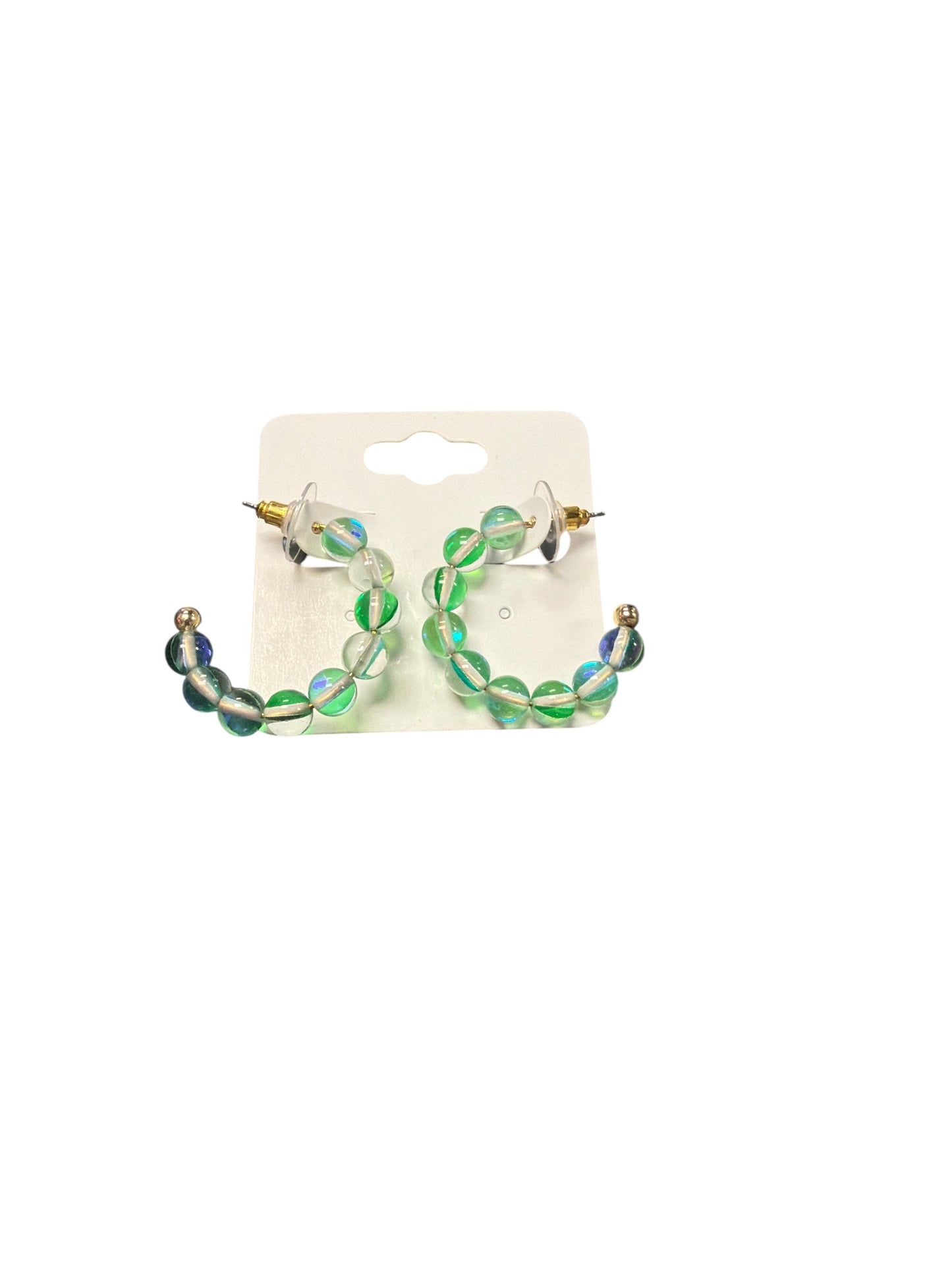 Colorful Clear Beaded Hoop Earring