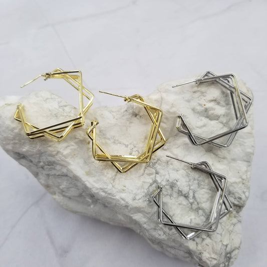 Hollow Open Geometric Hoop Earrings