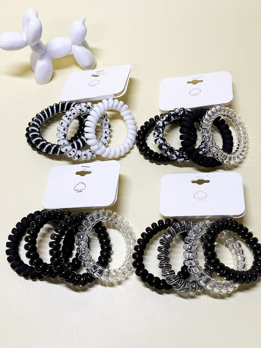 Black Multi Spiral Hair Ties