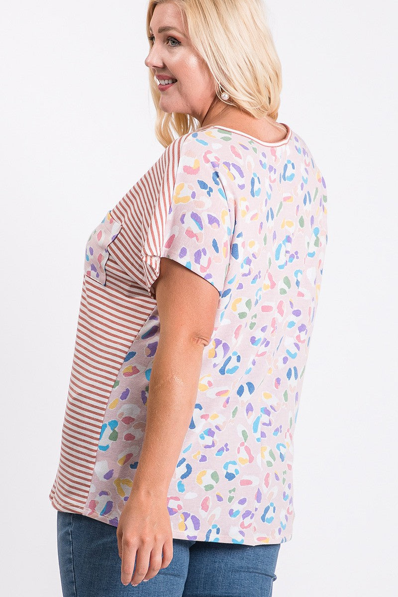 Plus Stripe & Abstract Pattern Top