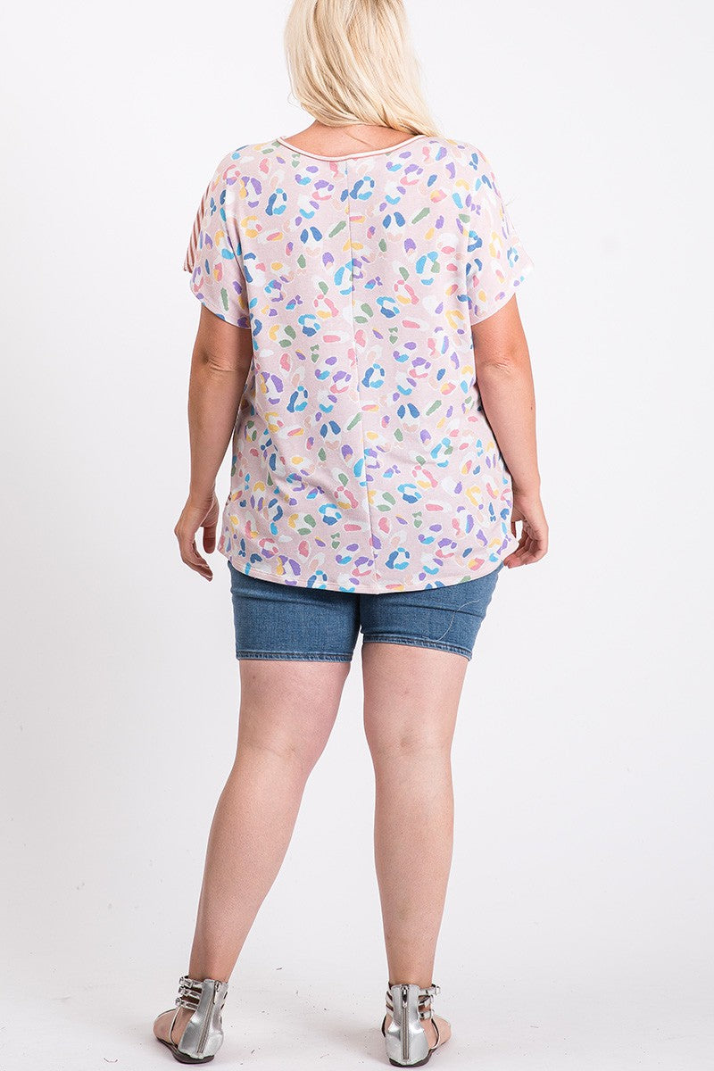 Plus Stripe & Abstract Pattern Top