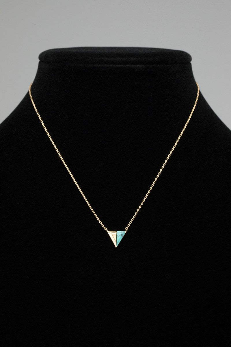 Brass Natural Stone Pendant Necklace