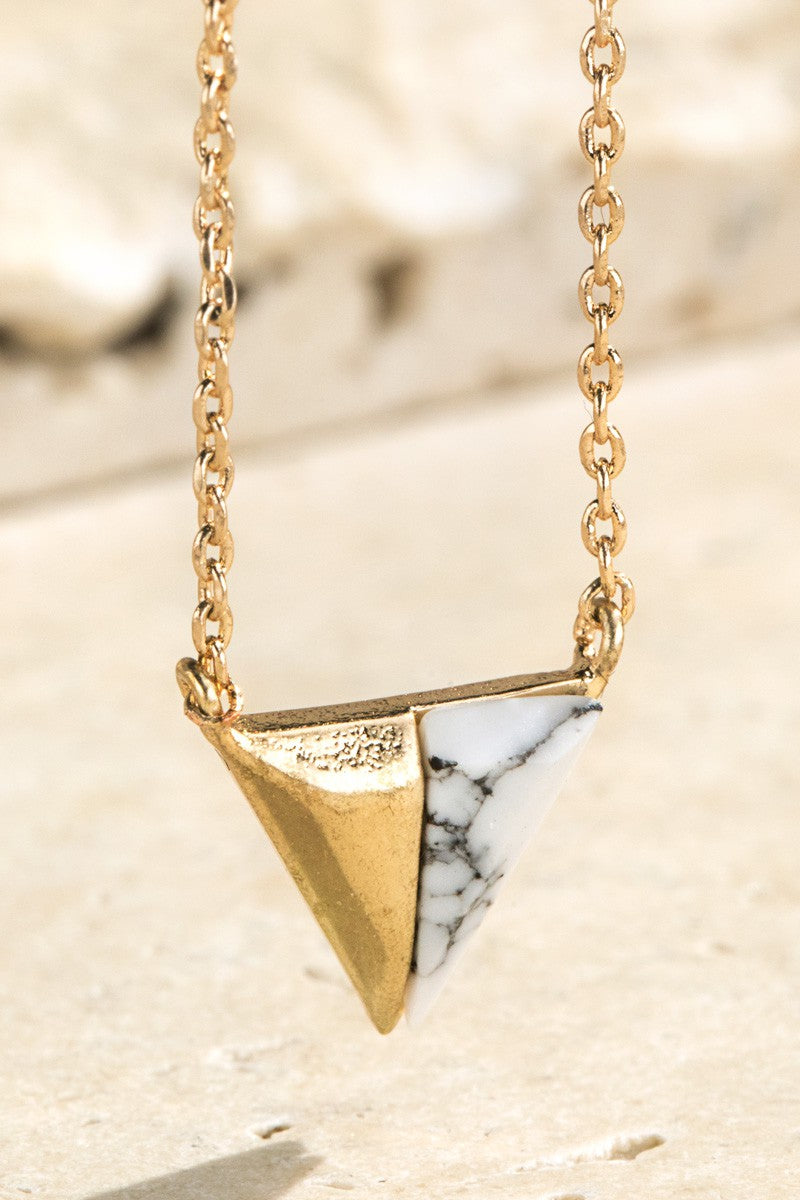 Brass Natural Stone Pendant Necklace