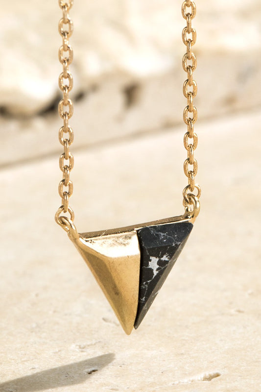 Brass Natural Stone Pendant Necklace