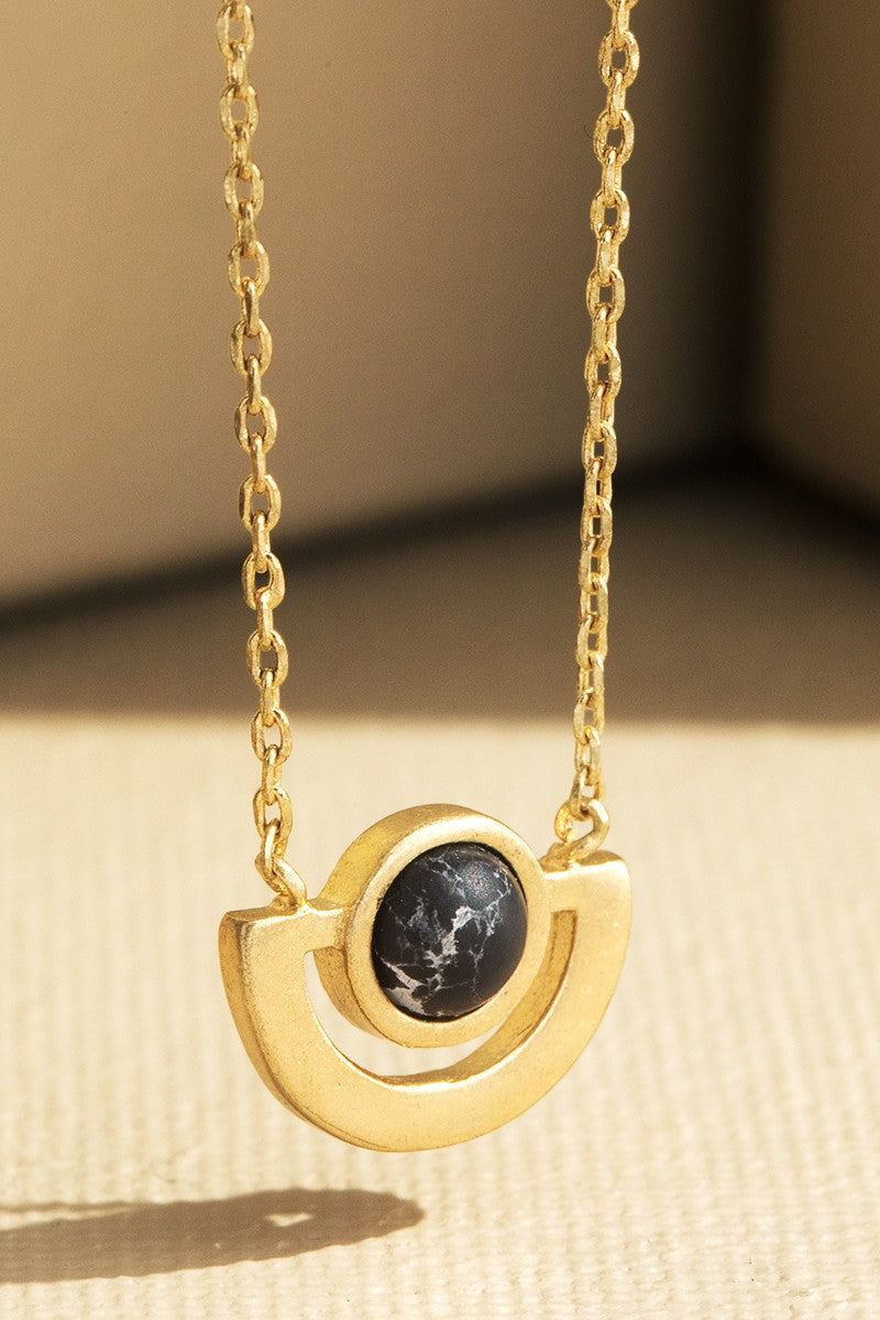 Round Natural Stone Necklace