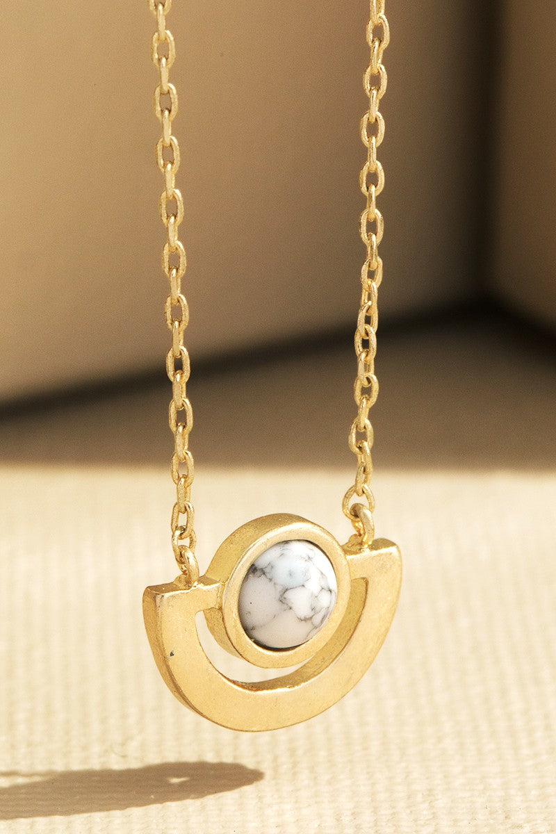 Round Natural Stone Necklace