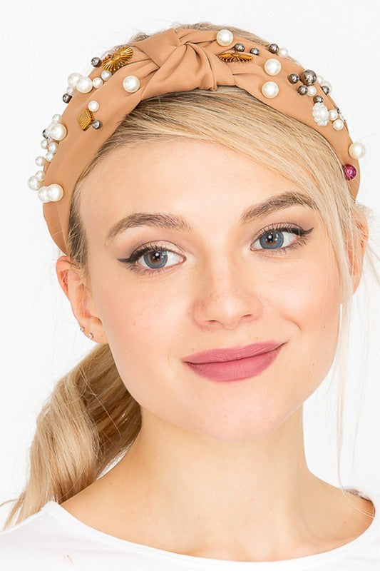 Embellished Front Knot Twist Shell Headbands