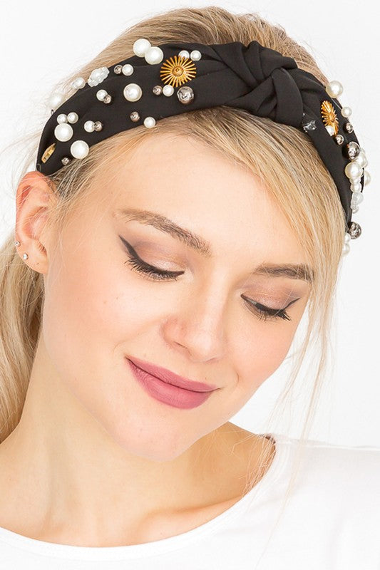 Embellished Front Knot Twist Shell Headbands