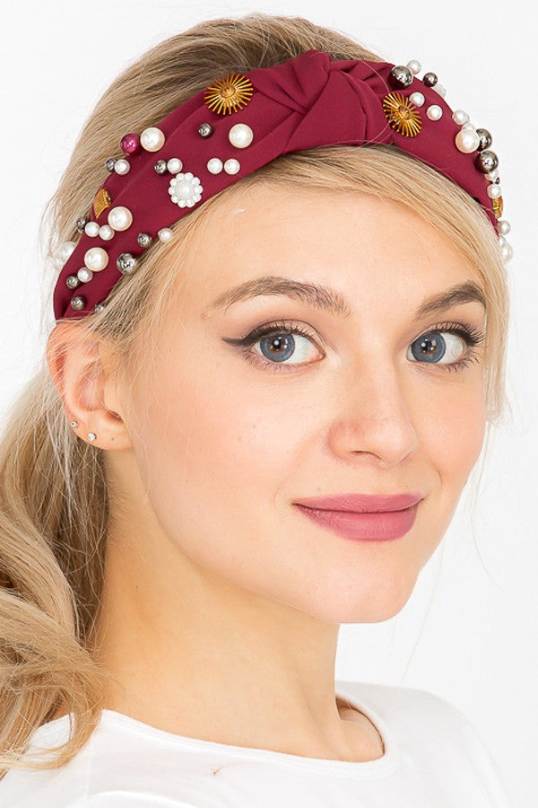 Embellished Front Knot Twist Shell Headbands