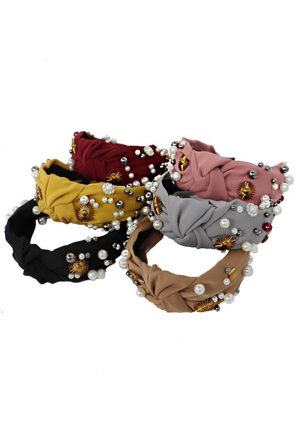 Embellished Front Knot Twist Shell Headbands